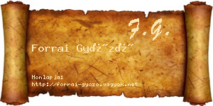 Forrai Győző névjegykártya